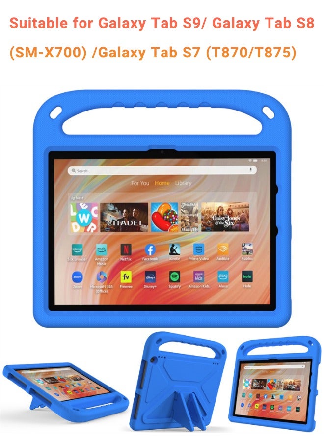 Case Compatible with Galaxy Tab S9/ Galaxy Tab S8 (SM-X700)/ Galaxy Tab S7 (T870/T875), Lightweight EVA Kid Friendly Shockproof Protective Case with Handle, (Blue, 11in) - Image 1