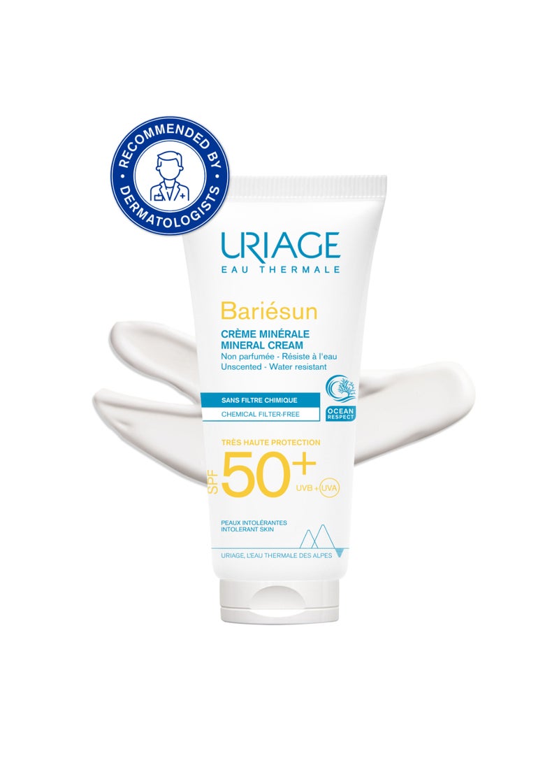 Uriage Bariesun SPF 50 Plus Mineral Tinted Sunscreen Fragrance Free Preservative Free Aquaspongines | For Sensitive Skin 100ml - Image 1