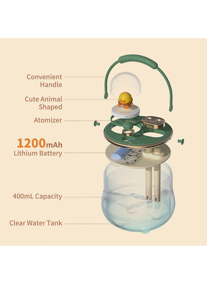 Generic - 400mL Double Spray Humidifiers with Warm White Light Cute Animal Shaped Cool Mist Humidifier Portable Low Noise Desk Humidifiers 3 Spray Modes - Image 1