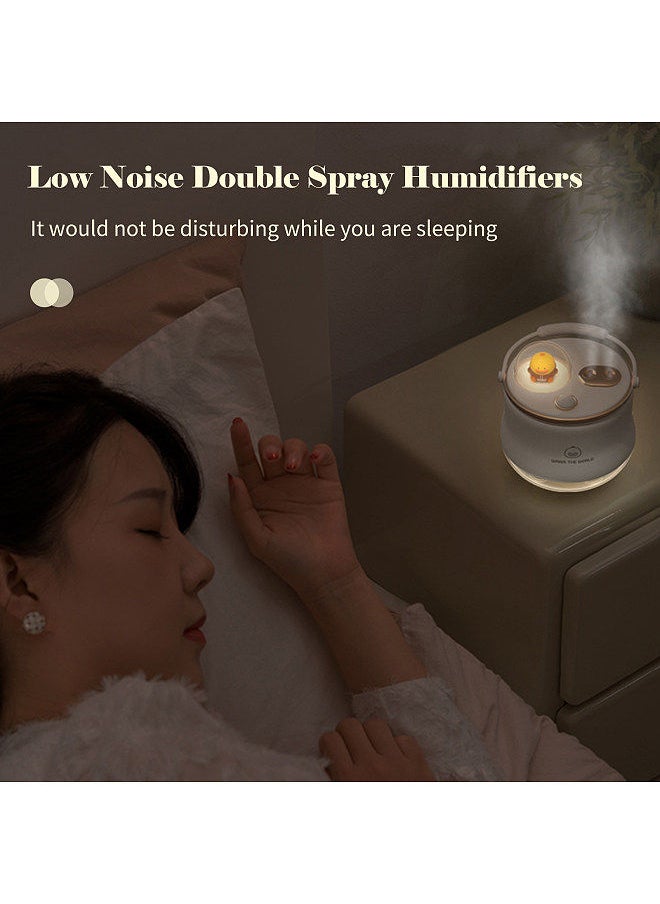Generic - 400mL Double Spray Humidifiers with Warm White Light Cute Animal Shaped Cool Mist Humidifier Portable Low Noise Desk Humidifiers 3 Spray Modes - Image 1