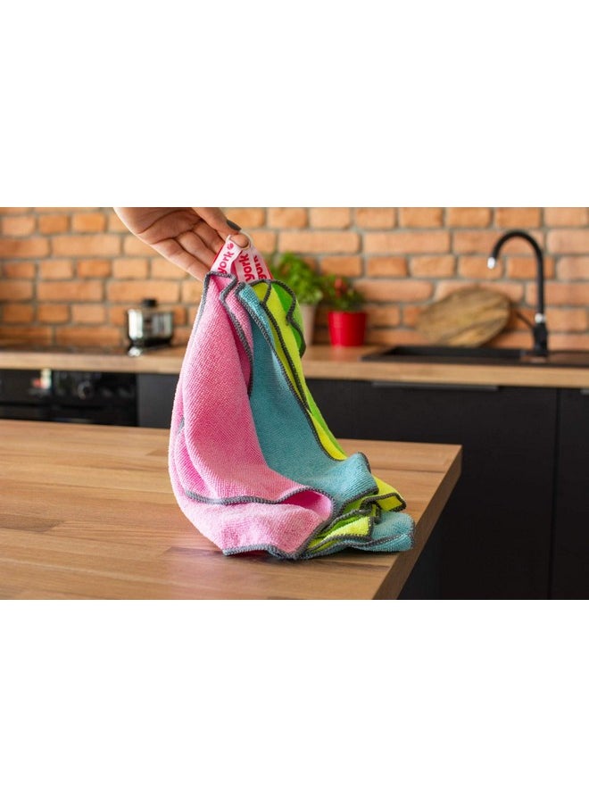 YORK Microfiber Cleaning Cloths For Household And Kitchen - Multicolored 4 Cloths Set, Size 30 X 30 Cm [026180], High Absorbency, Streak-Free Cleaning Solution  - Image 2