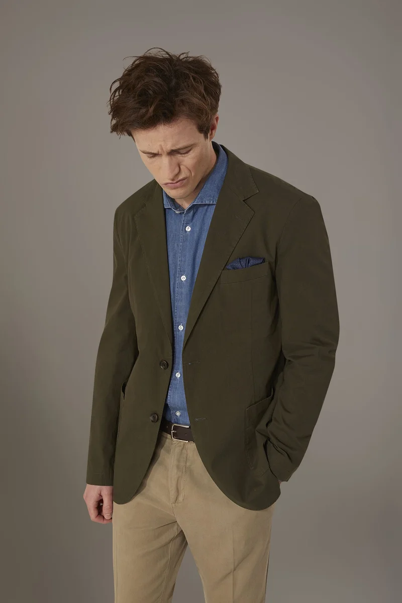 Single breasted cotton washed effect - Green