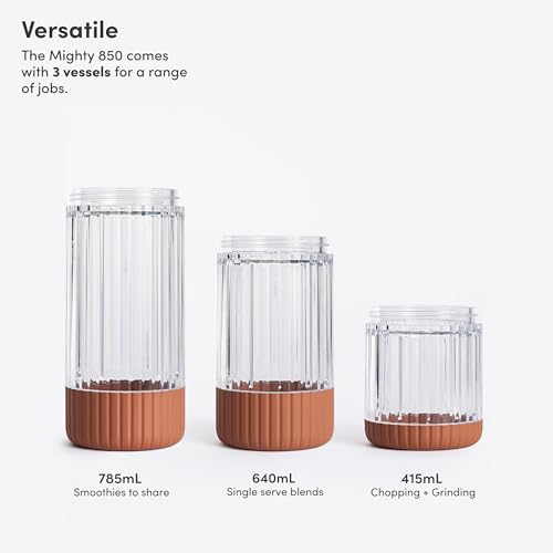 Beast Mighty 850 Plus | Premium Compact Personal Blender | Smoothies, Shakes, Dressings, Sauces | Blends Ice and Frozen Fruit | New XL Vessel | Extra Vessels, Lids and Straws | 850W (Terra) - Image 2