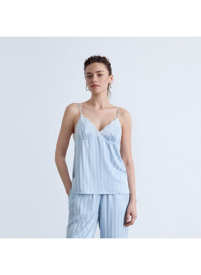 AIMER Embroidered Lace Striped Spaghetti Strap Camisole For Women - Image 2