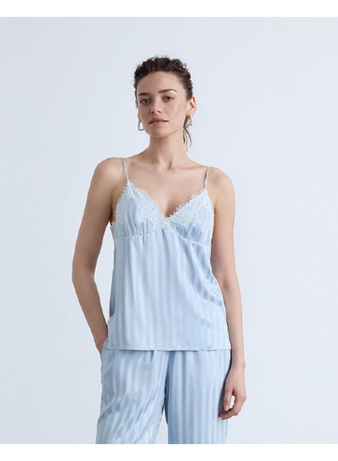 AIMER Embroidered Lace Striped Spaghetti Strap Camisole For Women - Image 1