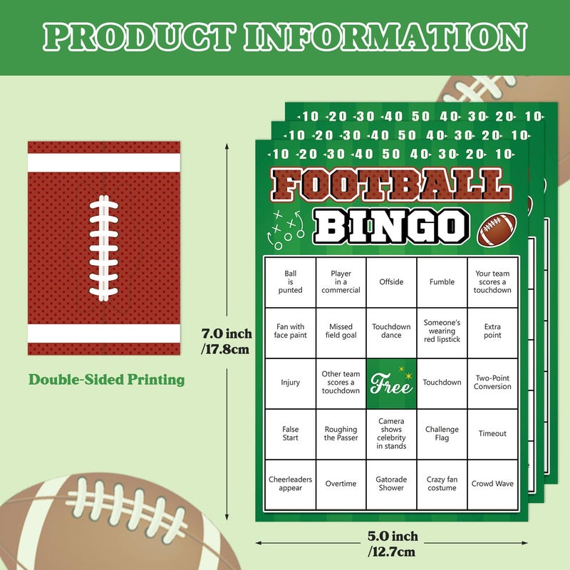 Actilize Football Bingo Game Cards - 24 Sheet, Party Favors for Super Bowl, Tailgate, Birthday Party, Family Game Night Activities - Image 3