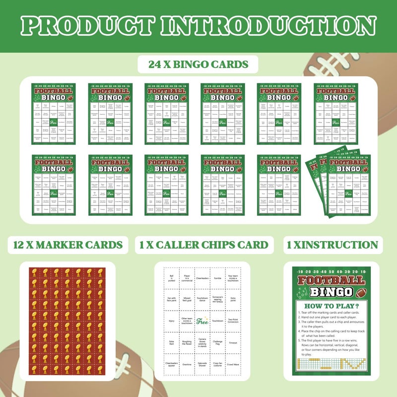 Actilize Football Bingo Game Cards - 24 Sheet, Party Favors for Super Bowl, Tailgate, Birthday Party, Family Game Night Activities - Image 4