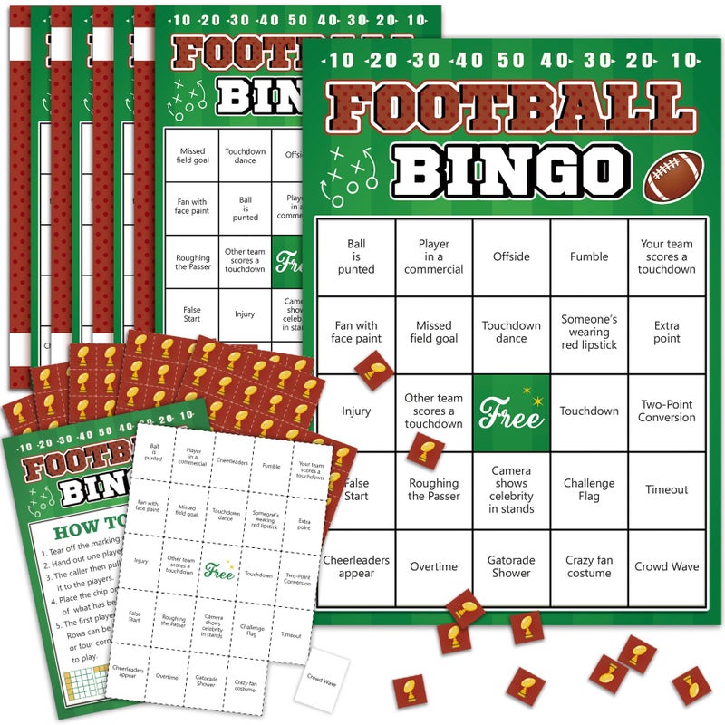 Actilize Football Bingo Game Cards - 24 Sheet, Party Favors for Super Bowl, Tailgate, Birthday Party, Family Game Night Activities - Image 1
