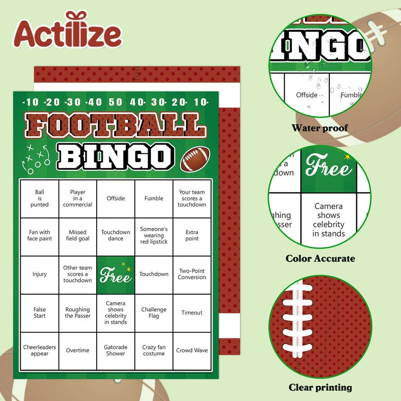 Actilize Football Bingo Game Cards - 24 Sheet, Party Favors for Super Bowl, Tailgate, Birthday Party, Family Game Night Activities - Image 5