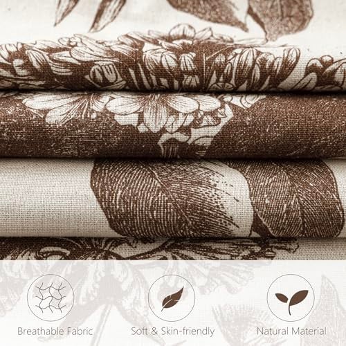 Foindtower Set of 2 Linen Floral Throw Pillow Covers Vintage Accent Print Decorative Cushion Covers Farmhouse Boho Home Decor for Sofa Chair Couch Bedroom Living Room2424 InchDark Brown - Image 3