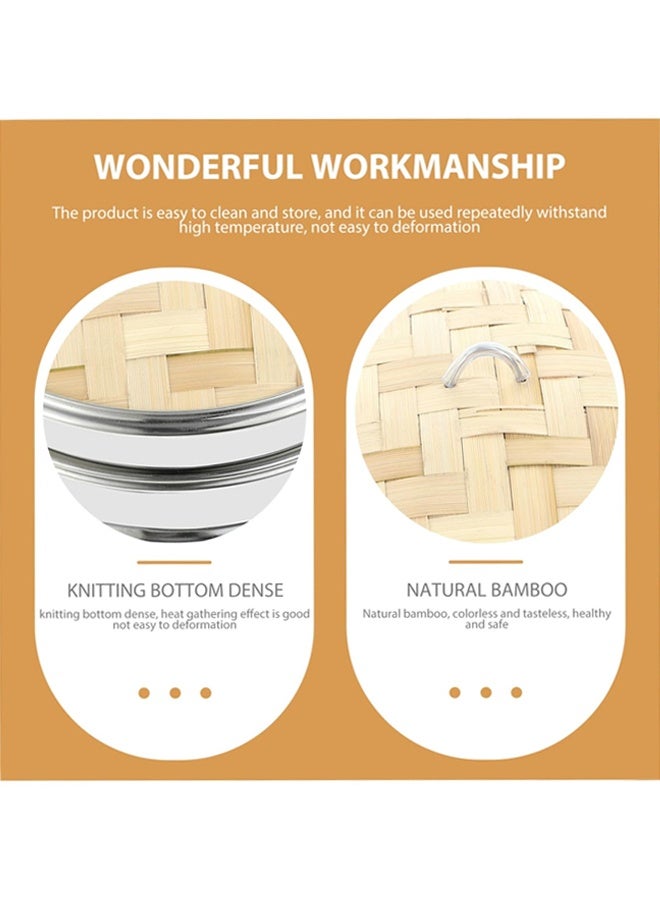 DUNISO 20cm Bamboo Steamer Basket with Lid,Steamer Cage with Double Handle ,for Buns,Dumplings ,Rice and Vegetables - Image 5