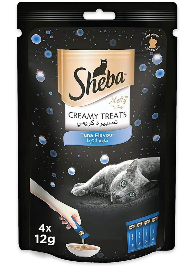 Sheba Melty Sheba Cat Food With Tuna Flavor A luxuriously moist creamy sauce Hand feed for special moments so your cat can enjoy this Sheba Wet food Pack of 4 pieces x 12 g of 3 packs  - Image 2