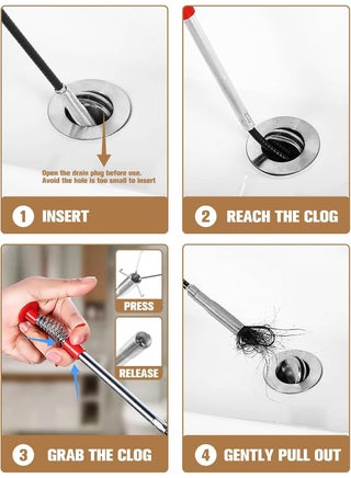 1.6M Drain Snake Hair Clog Remover – Flexible Pipe Cleaner Tool