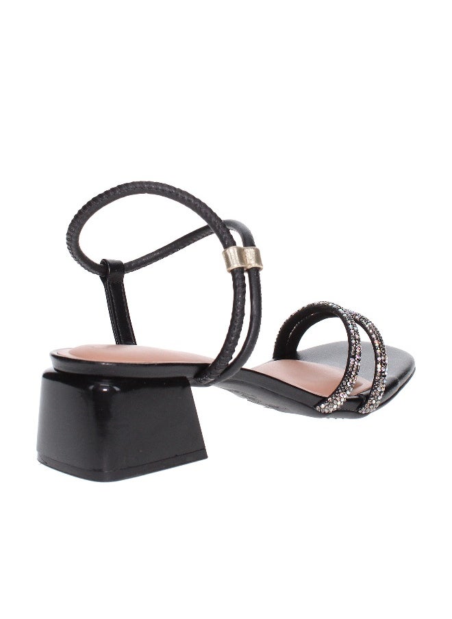Beira Rio Beira Rio Ladies Mid Heel Sandals Black | Made In Brazil  - Image 2
