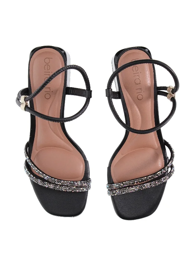 بيرا ريو Beira Rio Ladies Mid Heel Sandals Black | Made In Brazil