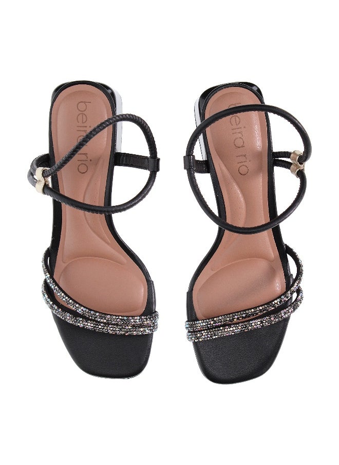Beira Rio Beira Rio Ladies Mid Heel Sandals Black | Made In Brazil  - Image 5