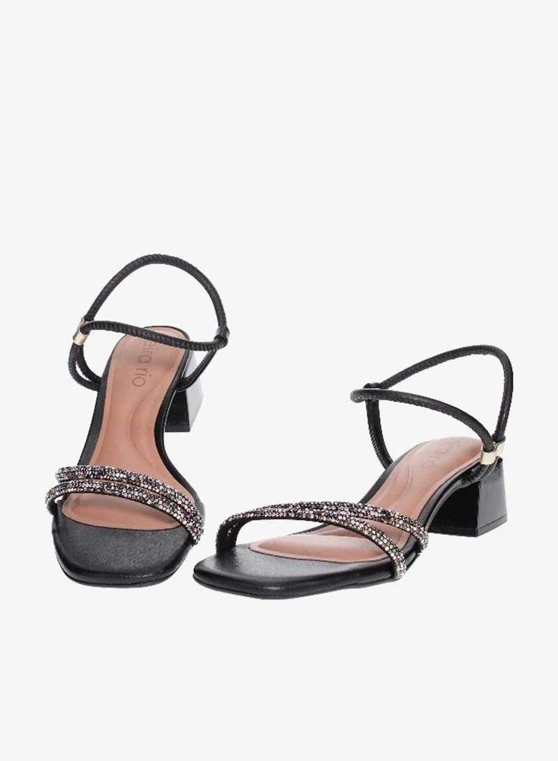 Beira Rio  Beira Rio Ladies Mid Heel Sandals Black | Made In Brazil for Women | Best Price UAE