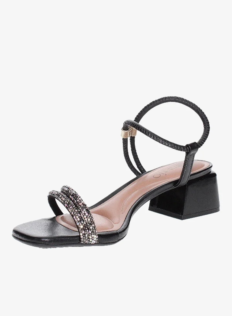 Beira Rio  Beira Rio Ladies Mid Heel Sandals Black | Made In Brazil for Women | Best Price UAE