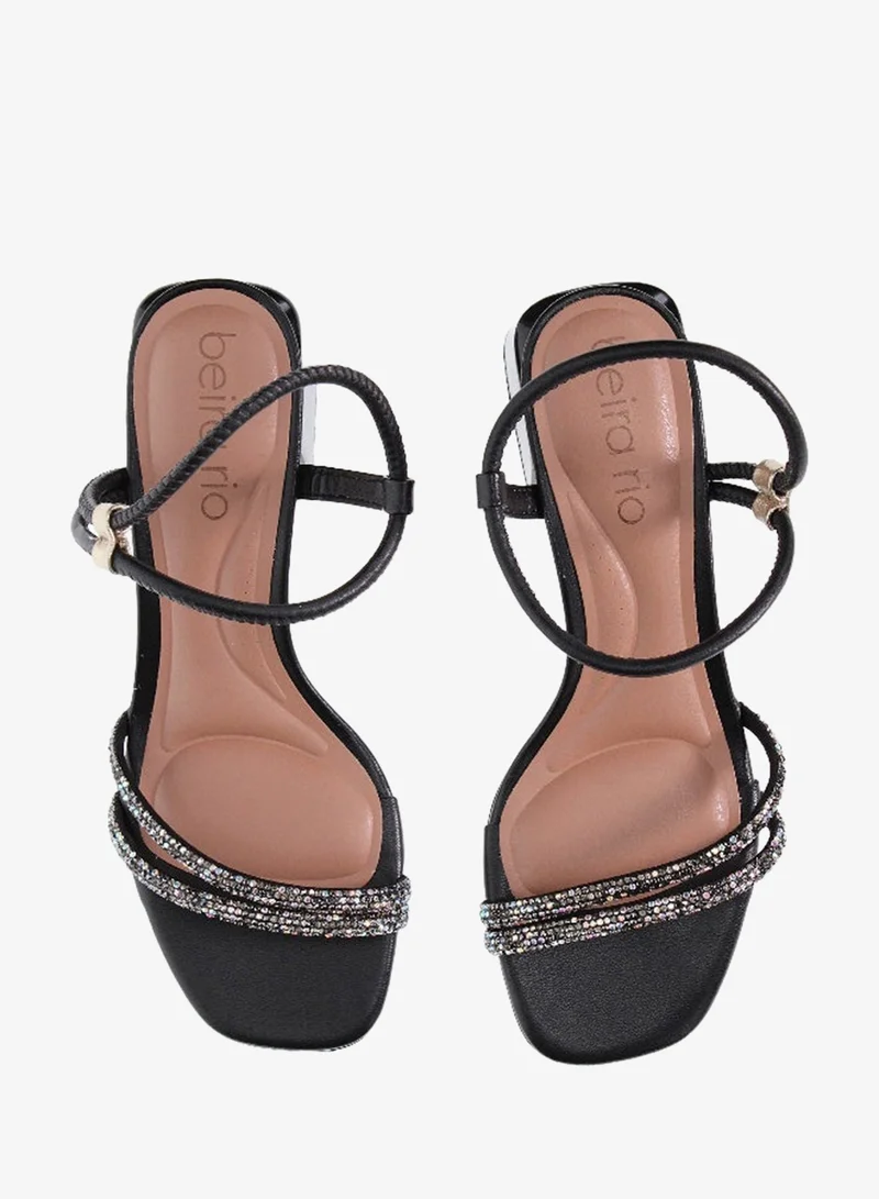 Beira Rio  Beira Rio Ladies Mid Heel Sandals Black | Made In Brazil for Women | Best Price UAE