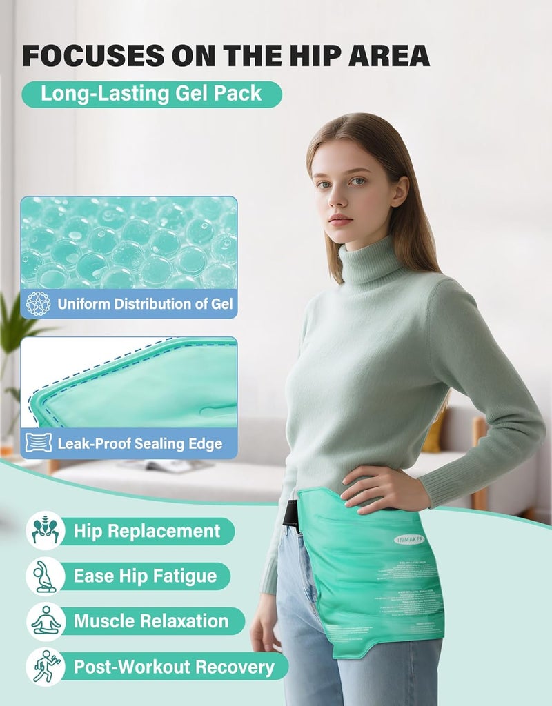 INMAKER Hip Ice Pack Wrap Gel Ice Pack Reusable for Hip Replacement Surgery Long Lasting Cold Compress for Injuries Inflammation Swelling and Pain Relief - Image 2