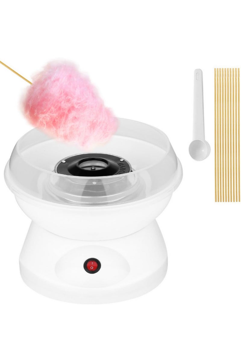 DUNISO Electric Cotton Candy Machine, Homemade Floss Sweets Maker, Portable Cotton Sugar Machine for Kids, DIY Mini Marshmallow Machine with 20 Bamboo Stick for Home Birthday Family Party (White) - Image 1