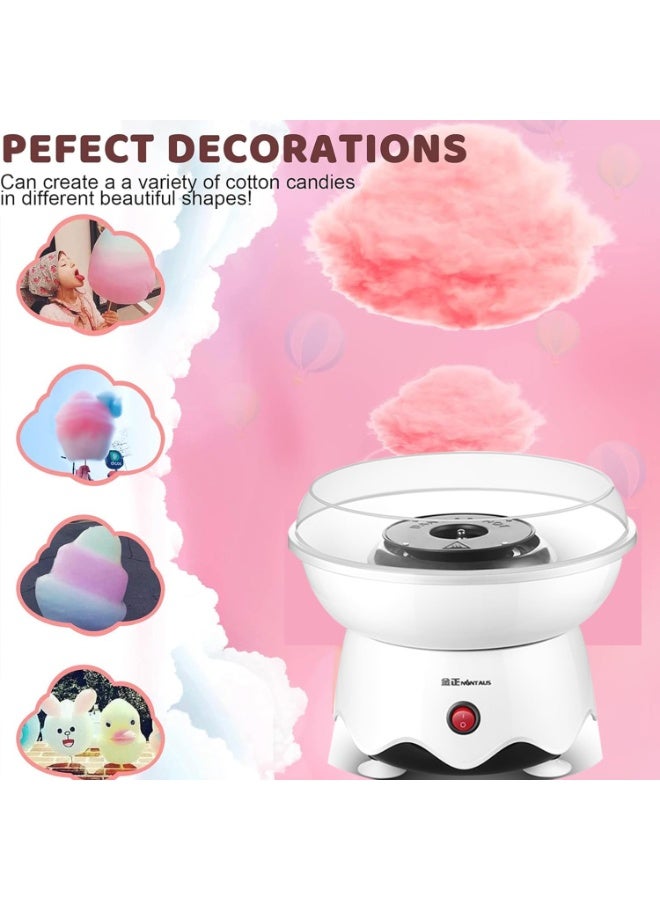 DUNISO Electric Cotton Candy Machine, Homemade Floss Sweets Maker, Portable Cotton Sugar Machine for Kids, DIY Mini Marshmallow Machine with 20 Bamboo Stick for Home Birthday Family Party (White) - Image 2