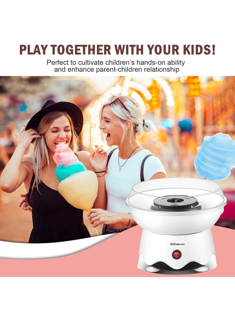 DUNISO Electric Cotton Candy Machine, Homemade Floss Sweets Maker, Portable Cotton Sugar Machine for Kids, DIY Mini Marshmallow Machine with 20 Bamboo Stick for Home Birthday Family Party (White) - Image 3