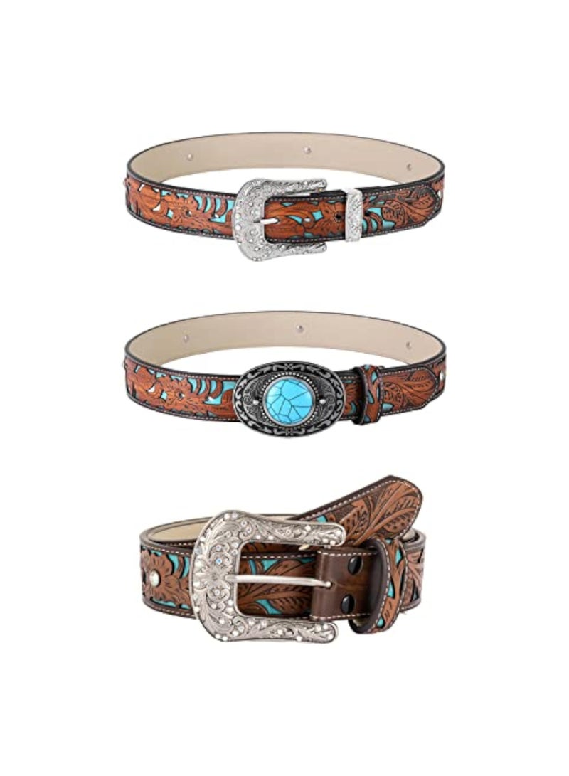 بروماس حزام الفيروز الغربي خمر حزام رعاة البقر الغربي أحزمة للرجال الغربية مع مشبك كبير حزام حزام الجينز الحزام الغربي خمر - Image 2