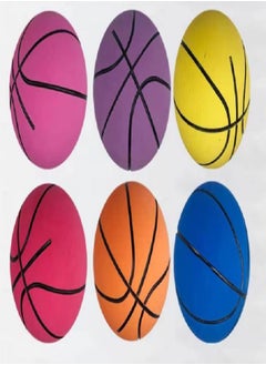 Pack of 6 Mini  Basketball, Rubber Bouncy Ball, 6 cm, Squeeze Toy with High Elasticity for Kids & Adults (Multicolor)