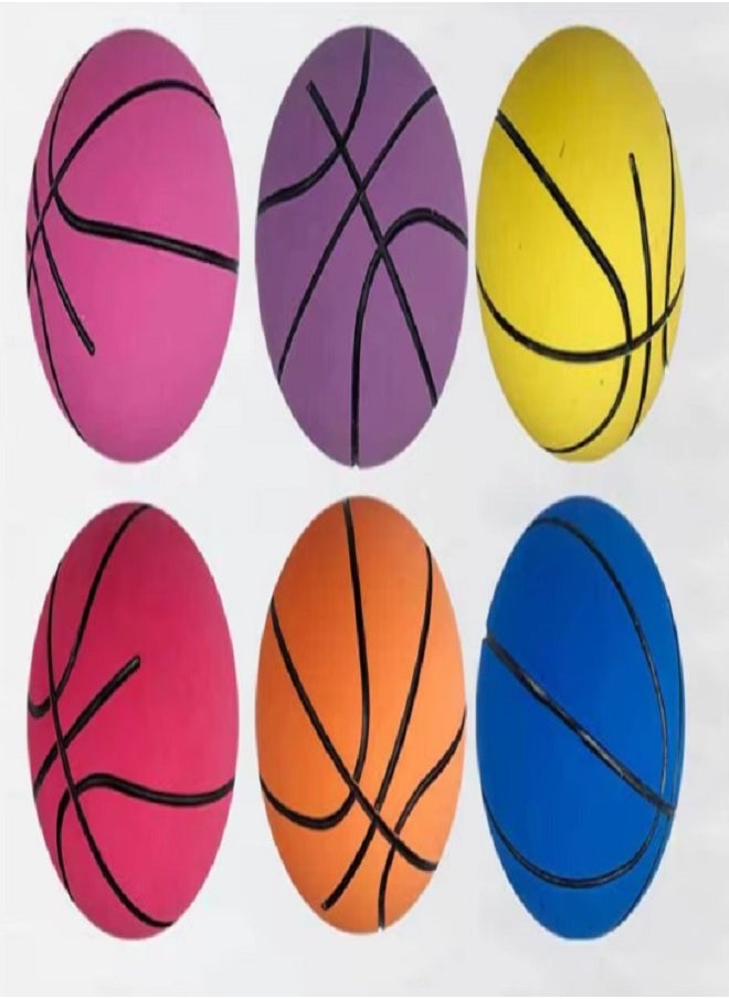 Bounce - Pack of 6 Mini  Basketball, Rubber Bouncy Ball, 6 cm, Squeeze Toy with High Elasticity for Kids & Adults (Multicolor) - Image 1
