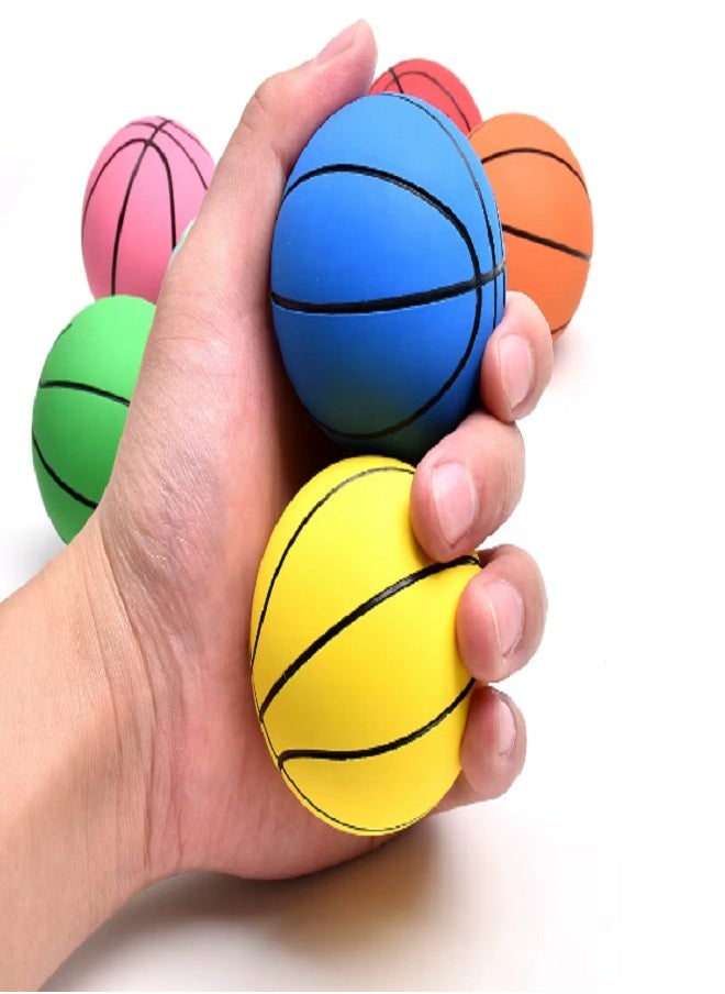 Bounce - Pack of 6 Mini  Basketball, Rubber Bouncy Ball, 6 cm, Squeeze Toy with High Elasticity for Kids & Adults (Multicolor) - Image 1