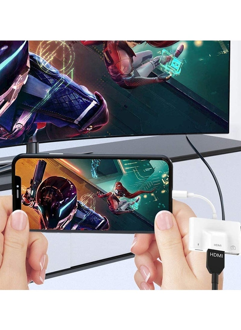 Generic - Lightning to USB HDMI Camera Adapter with Power Port 3 in 1 OTG Cable Compatible iPhone 12 11 X 8 7 iPad 1080P Digital AV Monitor Projector Drive Mouse Keyboard MIDI Rj45 9.2 14 - Image 1