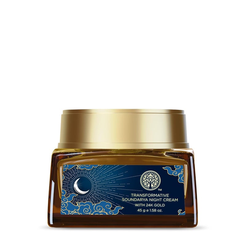 Forest Essentials Transformative Soundarya Anti Ageing Night Cream with 24K Gold For Dry Dehydrated Skin With Bakuchiol Hyaluronic Acid Moisturising and Hydrating - Image 1