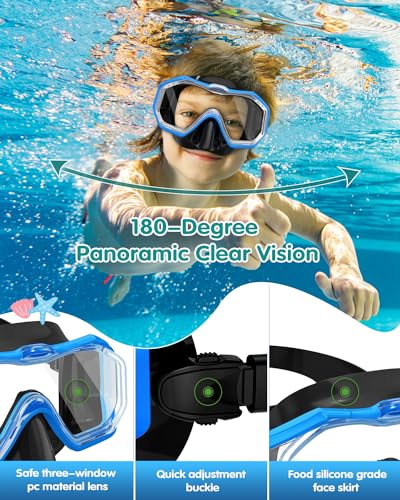W WSTOO WSTOO Kids Swim Goggles with Nose Cover to Prevent Water Inhaling, Anti-Fog Leak-Proof Swimming Mask for Boys Girls Age 5-12 - Image 3
