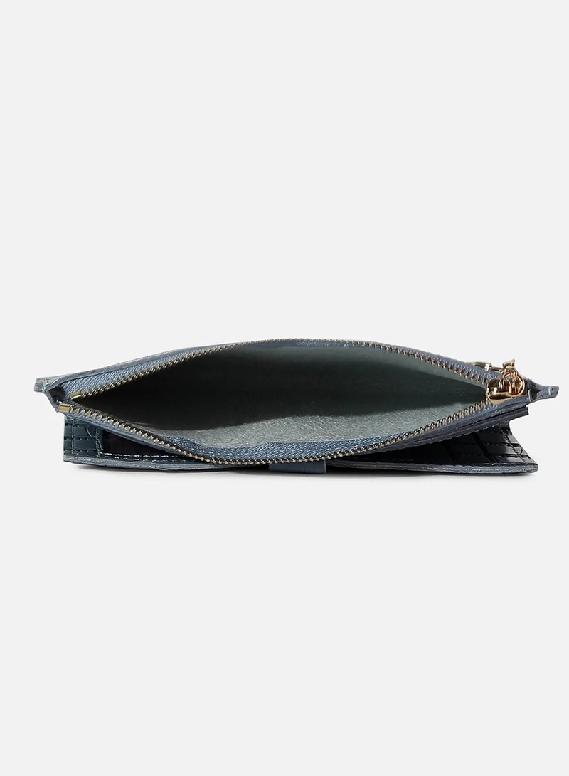 صوص هاوت Blue Textured Vegan Leather Wallet