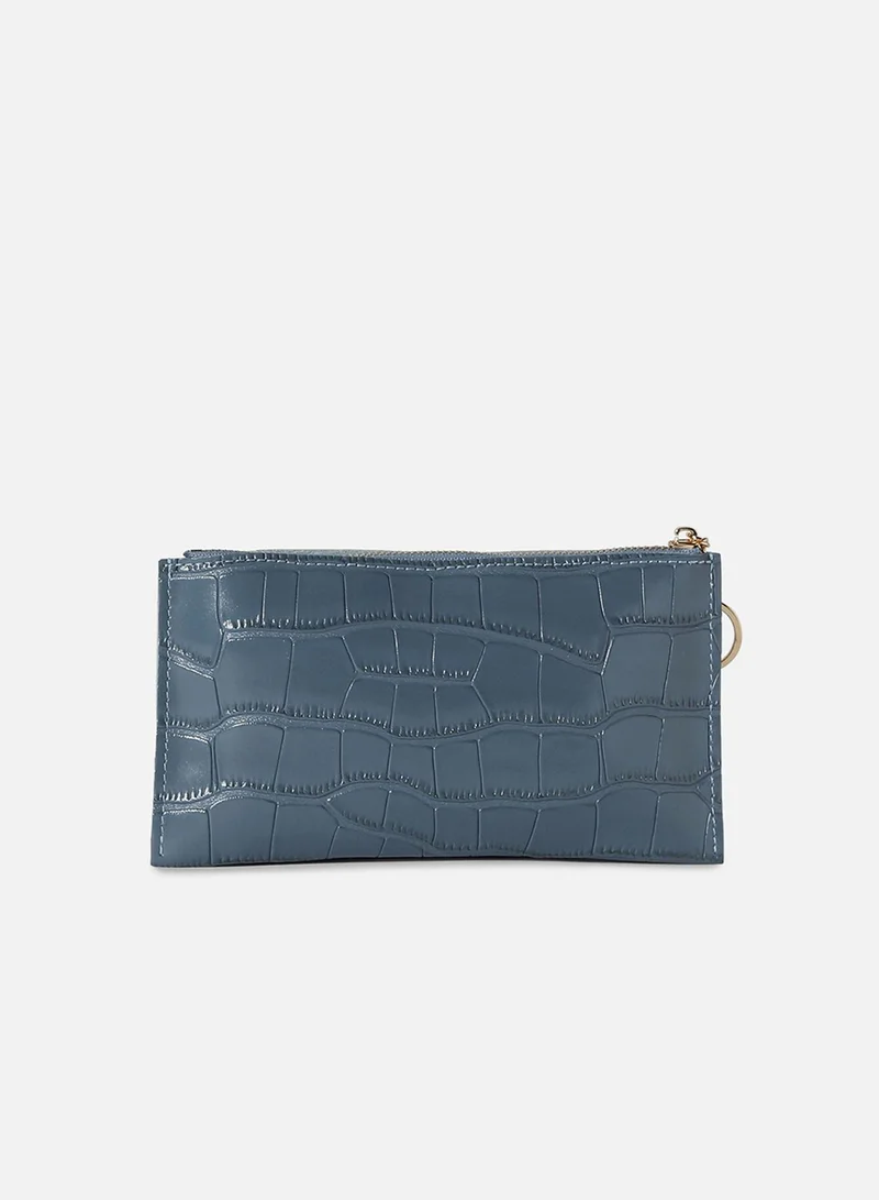 صوص هاوت Blue Textured Vegan Leather Wallet