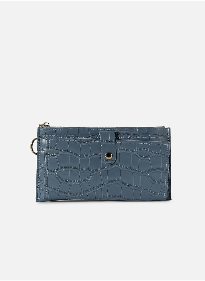 Haute Sauce Blue Textured Vegan Leather Wallet