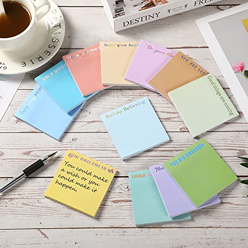 Zonon 12 Pieces Inspirational Sticky Notes 3 x 3 Inch Motivational Fun Notepads Positive Gifts for Teacher Nurse Coworkers Work Studying Supplies (Simple Style) - Image 4