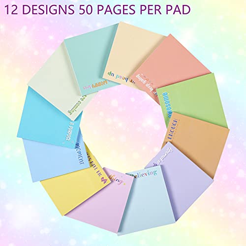 Zonon 12 Pieces Inspirational Sticky Notes 3 x 3 Inch Motivational Fun Notepads Positive Gifts for Teacher Nurse Coworkers Work Studying Supplies (Simple Style) - Image 3