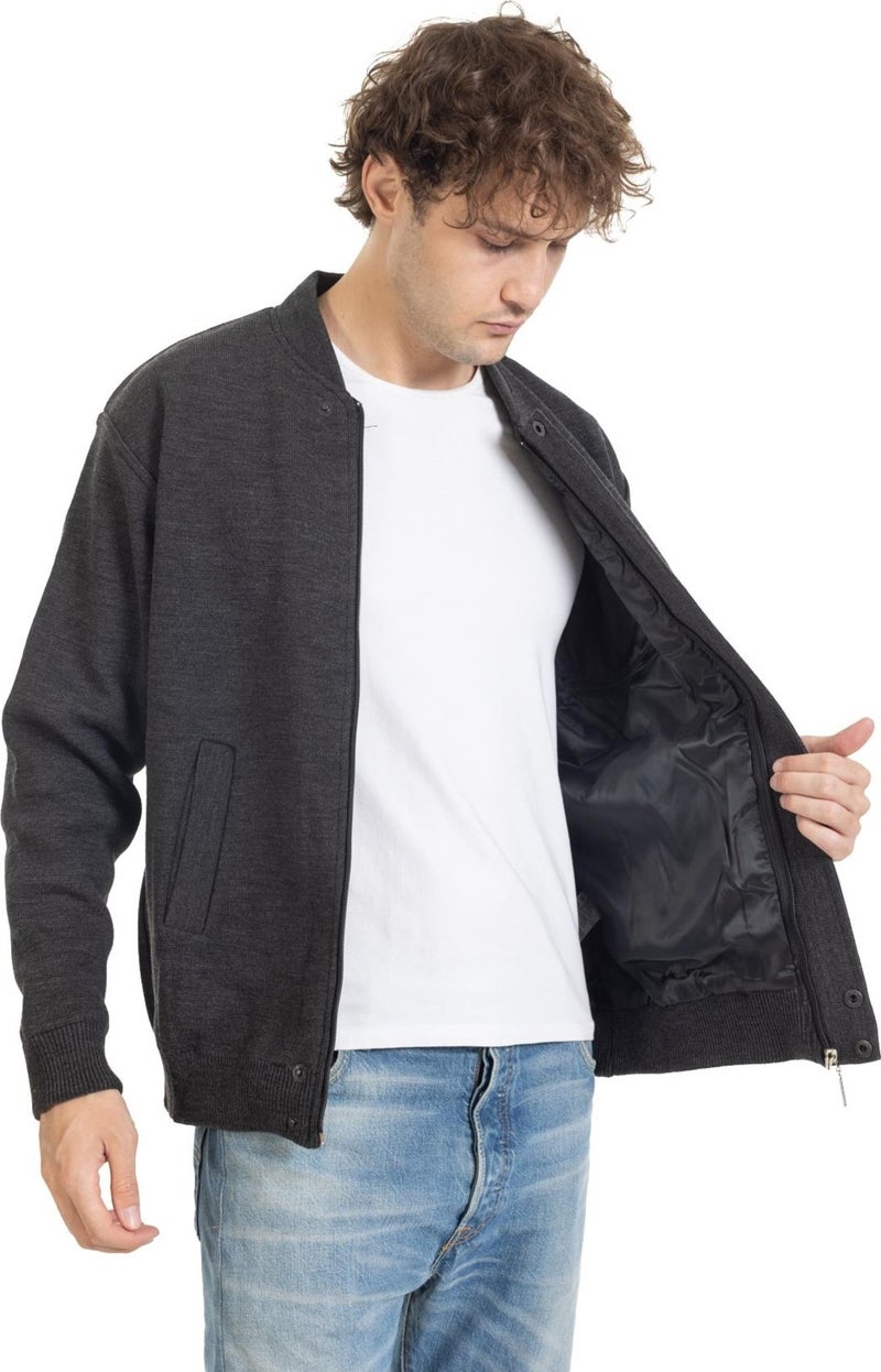 Mutlu City Men's Middle Age and Above Knitwear Knitted Lined Acrylic Zippered Winter Dad Cardigan 3065  - Image 1