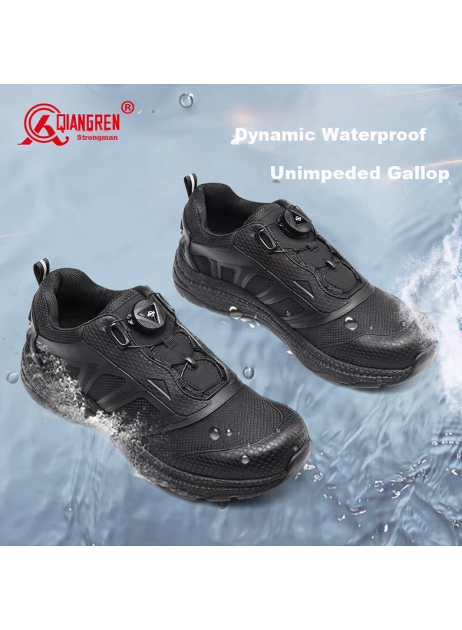 Strongman Qiangren 3515 Rotating Buckle Outdoor Leisure Shoes Popcorn Sports Running Training Men's Shoes Jds73x Black 46 - Image 5
