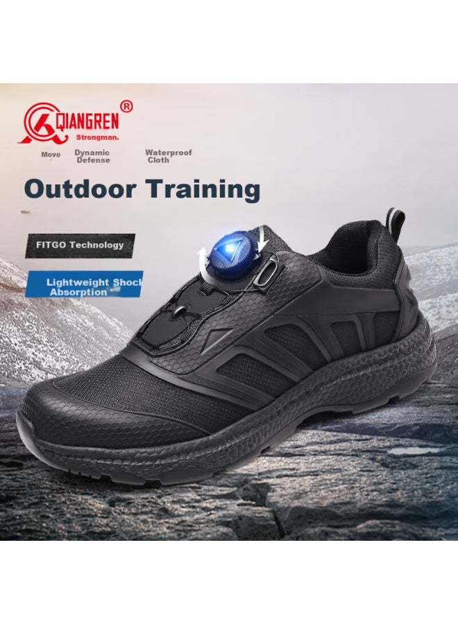 Strongman Qiangren 3515 Rotating Buckle Outdoor Leisure Shoes Popcorn Sports Running Training Men's Shoes Jds73x Black 46 - Image 3