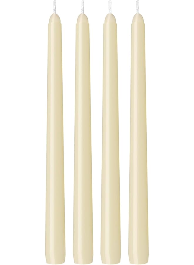 Green Tiger 10 inch Taper Candle Set of 4 - Dripless and Smokeless - Ivory - Unscented - Slow Burning - Wedding, Parties, Holidays - Image 1