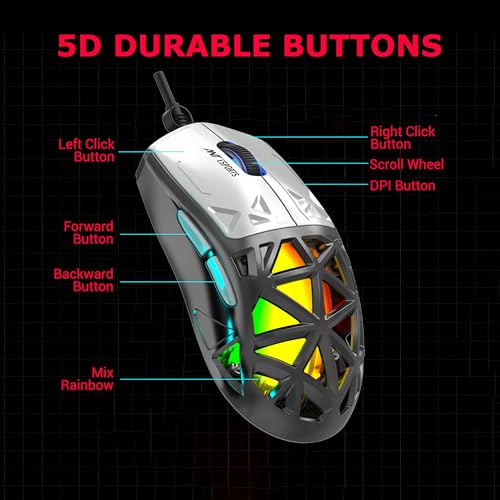Ant Esports Thunder10, 60% Wired Mechanical Gaming Keyboard Mouse Combo, Anti-Ghosting Red Switch RGB Backlit Keyboard,5 Programable Buttons 3200DPI RGB Weight Honeycomb Mouse PC MAC_Carbon Black - Image 5