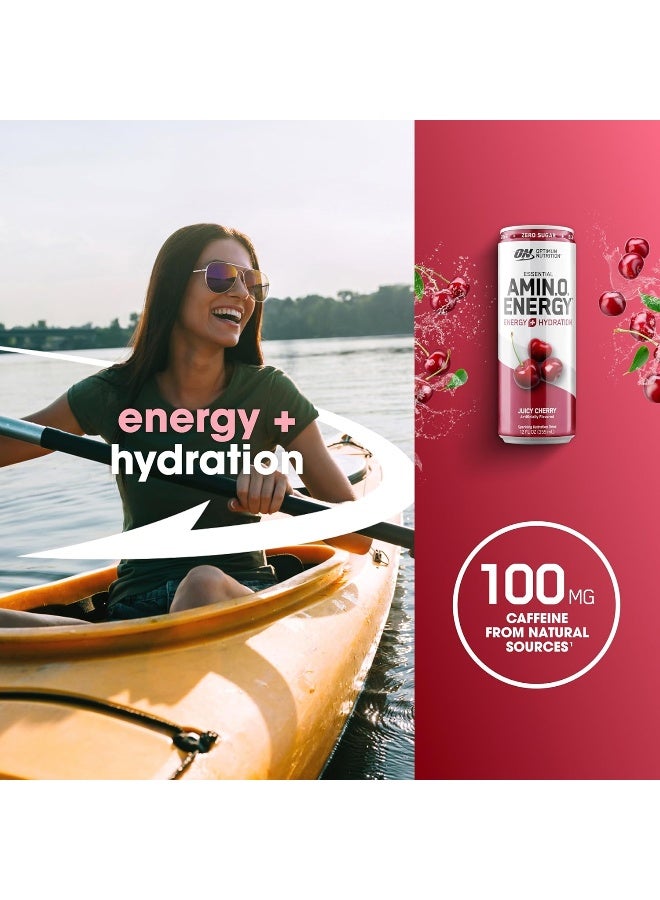 أوبتيموم نيوتريشن مشروب ترطيب فوار من أوبتيموم نيوترشن، إلكتروليتات، كافيين، أحماض أمينية، BCAAs، خالي من السكر، كرز لذيذ، 12 أونصة سائلة، 12 عبوة - Image 3