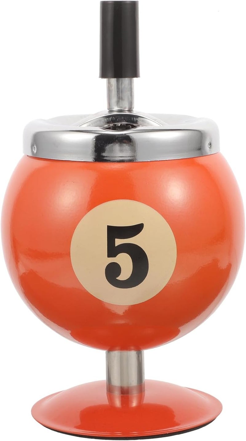 Metal Billiard Ball Ashtray Push-down Automatic Extinguishing Ashtray Windproof Small Home and Outdoor for Smokers Patio Desktop Use - Image 1