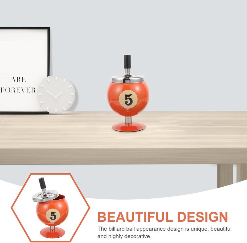 Metal Billiard Ball Ashtray Push-down Automatic Extinguishing Ashtray Windproof Small Home and Outdoor for Smokers Patio Desktop Use - Image 3