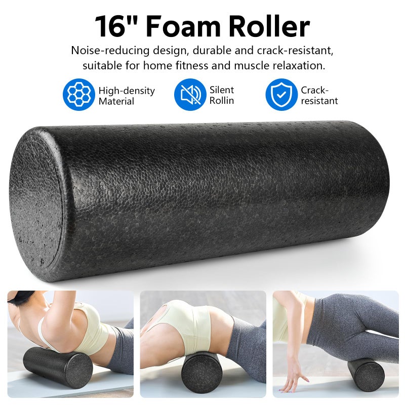 BORNEW 7 in1 Foam Roller Set for Deep Tissue Muscle Massager - High Density Back Roller, Muscle Roller Stick, Resistance Bands, Foot Massage Ball, Stretching Strap for Exercise, Whole Body Physical Therapy - Image 3