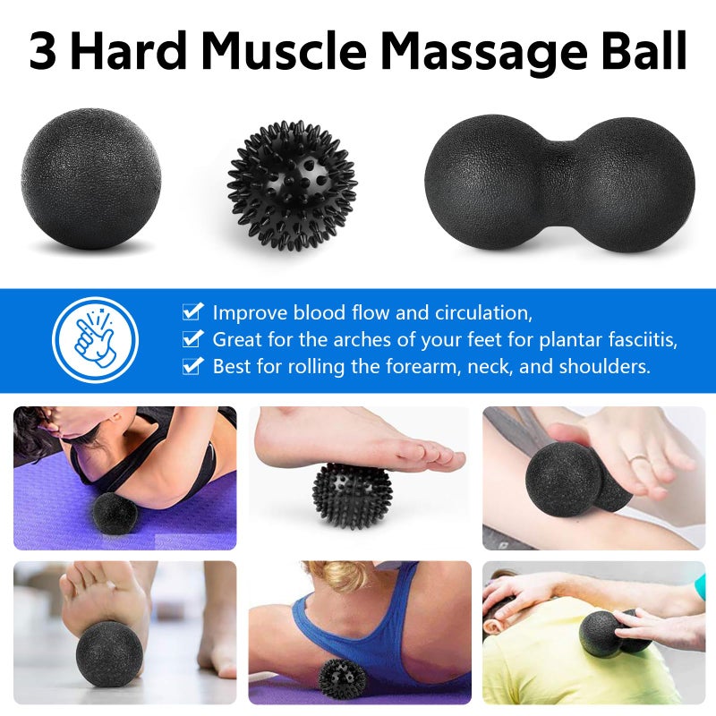 BORNEW 7 in1 Foam Roller Set for Deep Tissue Muscle Massager - High Density Back Roller, Muscle Roller Stick, Resistance Bands, Foot Massage Ball, Stretching Strap for Exercise, Whole Body Physical Therapy - Image 5
