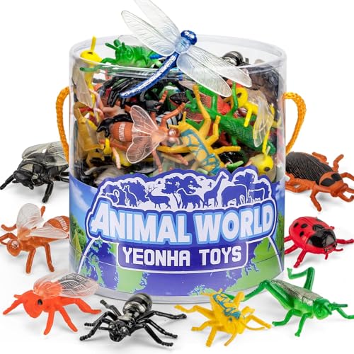 Yeonhatoys 60 Piece Mini Insect Toys with Gift Box Plastic Bug Figure for Kids Fake Bug Theme Party Decoration School Project Sensory Bins Classroom Reward Halloween Goody Bag Filler Gift Cupcake Topper - Image 1